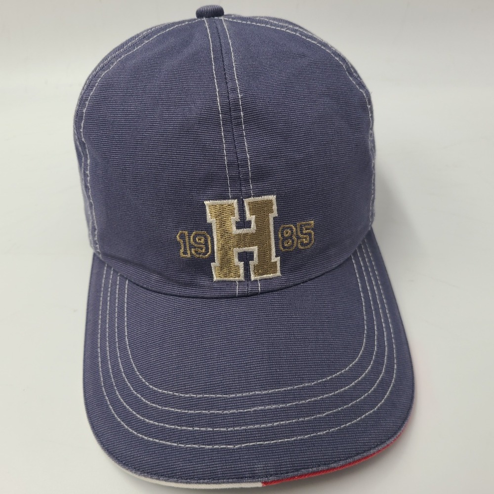 Tommy Hilfiger Hat Strapback Blue Gold 1985 H Logo Cotton Casual Preppy Dad Men